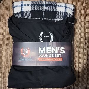 North 15 men's XL White and Black fleece 2pc sleeper set